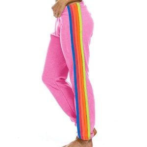Aviator nation neon pink striped sweatpants